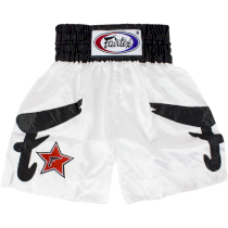Боксерские шорты Fairtex Red Star/White