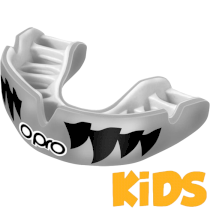 Детская боксерская капа Opro Power Fit Agression Jaws Silver