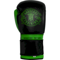 Боксерские перчатки Hardcore Training Premium Black/Green 18унц. зеленый