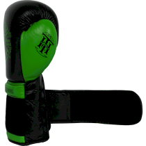 Боксерские перчатки Hardcore Training Premium Black/Green 10унц. зеленый