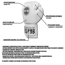 Боксерские перчатки Hardcore Training OSYB PU White 10 унц. белый