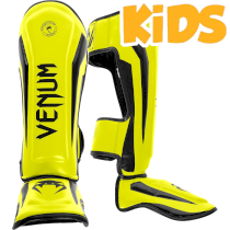 Детская защита голени Venum Elite Neo Yellow зеленый 9-11лет