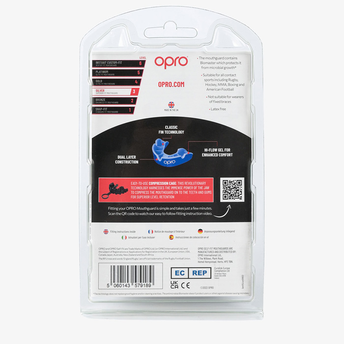 Детская боксерская капа Opro Silver Level Blue - фото 2