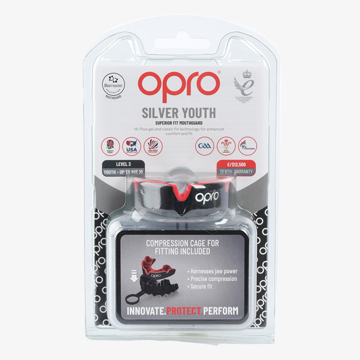 Детская боксерская капа Opro Silver Level Black - фото 1