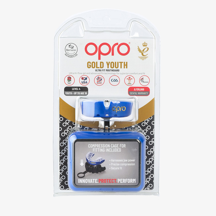 Детская боксерская капа Opro Gold Level Blue - фото 1