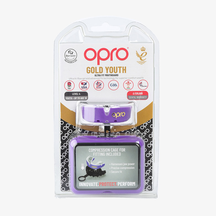 Детская боксерская капа Opro Gold Level Purple - фото 1