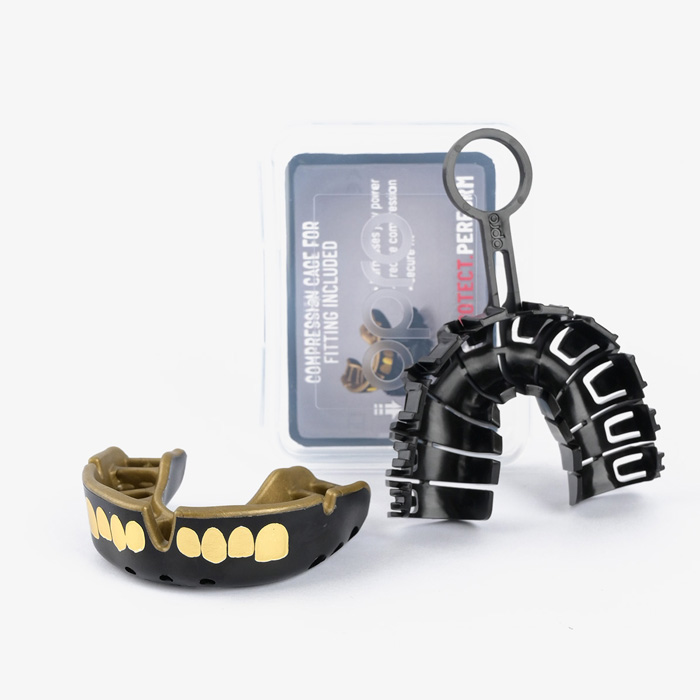 Боксерская капа Opro Gold Level Black Grillz - фото 4