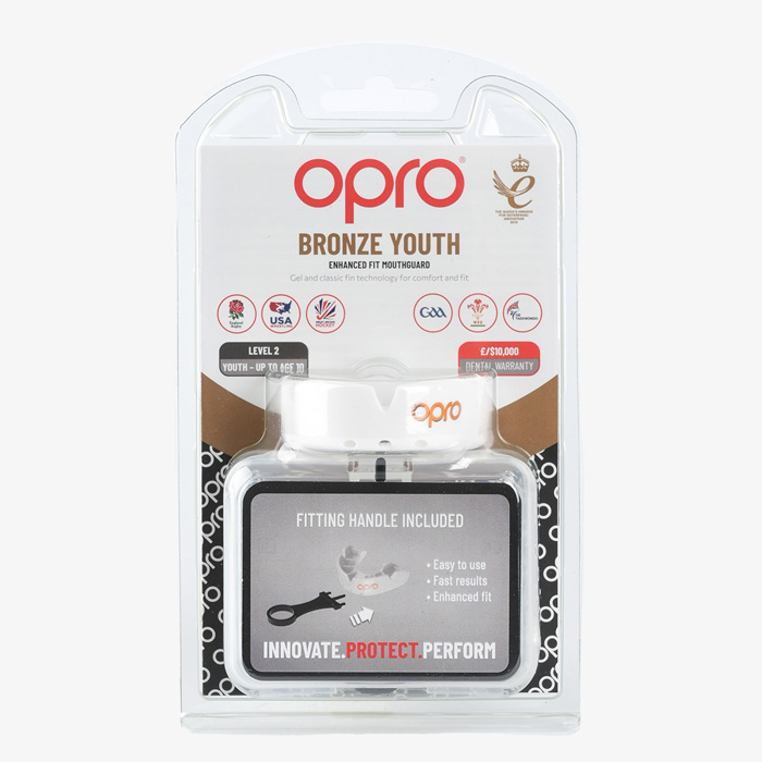 Детская боксерская капа Opro Bronze Level White - фото 1