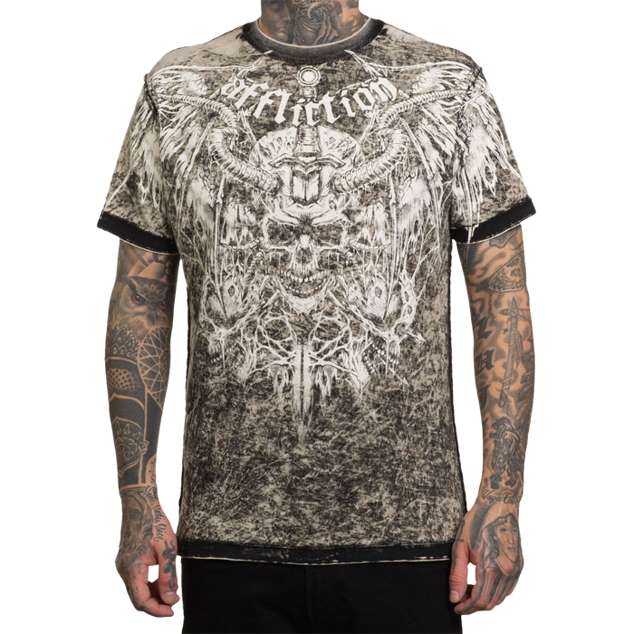 Двусторонняя футболка Affliction Electric Fire Black/Off White - фото 3