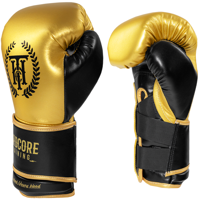 Боксерские перчатки Hardcore Training Revolution Gold/Black PU - фото 1
