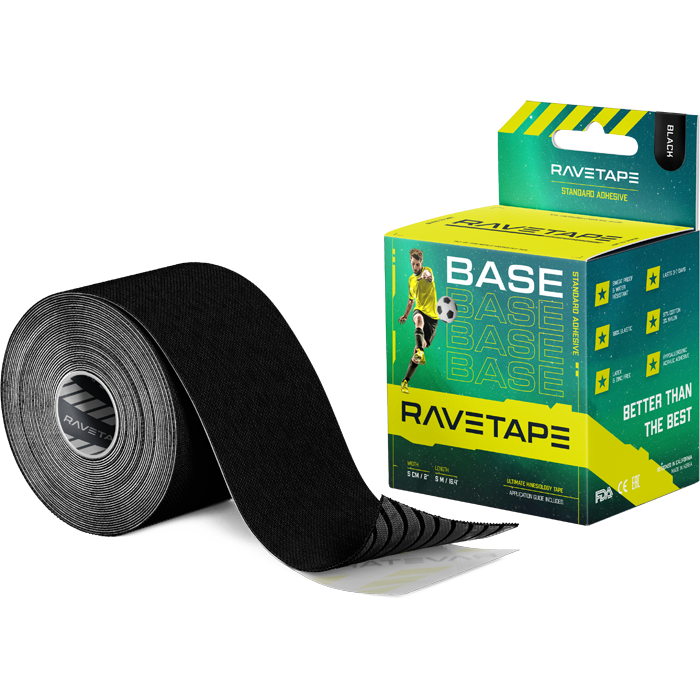 Кинезио тейп RaveTape Base 5см*5м Black - фото 1