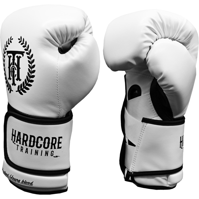 Боксерские перчатки Hardcore Training Revolution White/Black PU - фото 1