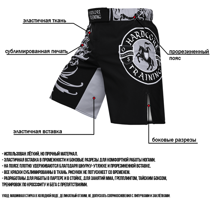 Шорты Hardcore Training Heraldry Black/Gray - фото 7