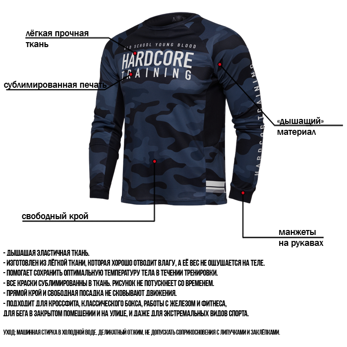 Тренировочный лонгслив Hardcore Training Night Camo 2 - фото 6