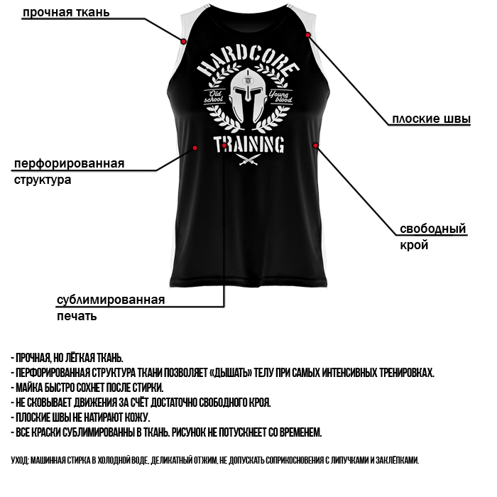 Тренировочная майка Hardcore Training Helmet Black/White - фото 6