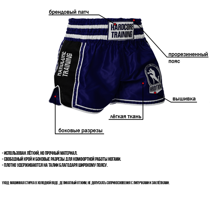 Тайские шорты Hardcore Training Base 2.0 Dark Blue - фото 6