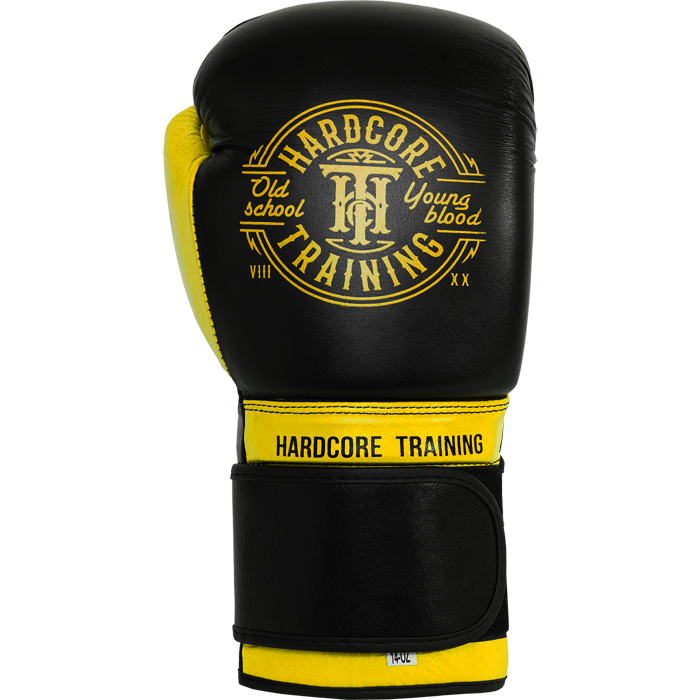 Боксерские перчатки Hardcore Training Premium Black/Yellow - фото 2