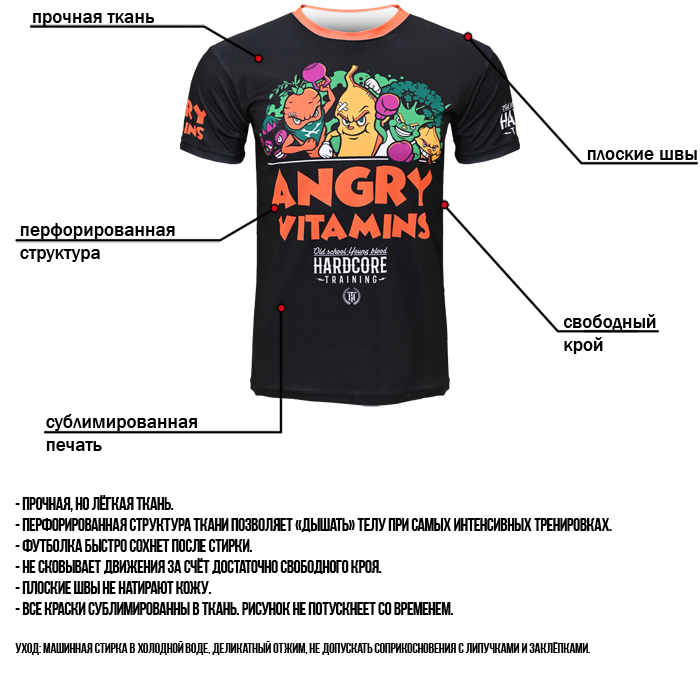 Тренировочная футболка Hardcore Training Angry Vitamins 2.0 - фото 2