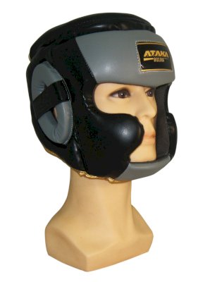 Шлем АТАКА BOXING с защитой верха и щек Black/Grey