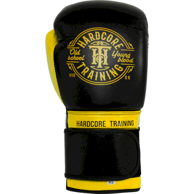 Боксерские перчатки Hardcore Training Premium Black/Yellow - фото 1