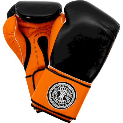 Боксерские перчатки Hardcore Training Mexican Style Boxing Gloves Black/Orange - фото 1