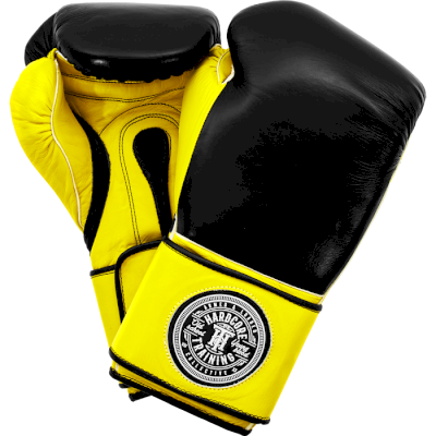 Боксерские перчатки Hardcore Training Mexican Style Boxing Gloves Black/Yellow - фото 1