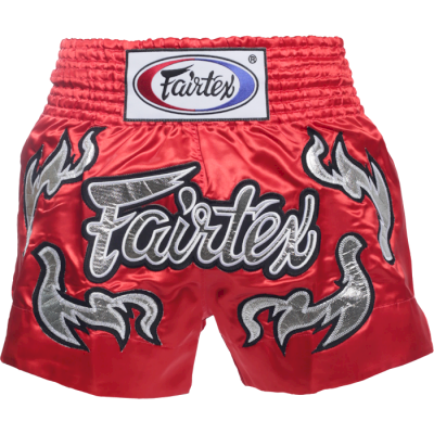 Тайские шорты Fairtex Red/Silver - фото 1