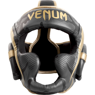 Боксерский шлем Venum Elite Dark Camo/Gold - фото 1