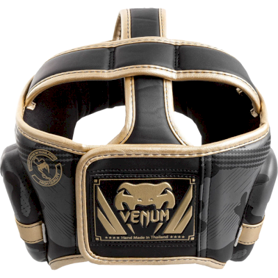 Боксерский шлем Venum Elite Dark Camo/Gold - фото 2