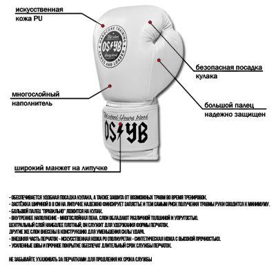 Детские боксерские перчатки Hardcore Training OSYB PU White - фото 5