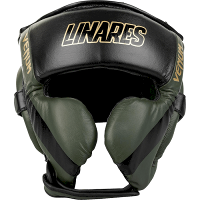 Боксерский шлем Venum Proboxing Cheek Headgear Linares Edition Khaki/Black/Gold - фото 1