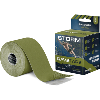 Водостойкий кинезио тейп RaveTape Storm 5см*5м Olive