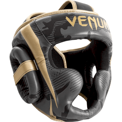 Боксерский шлем Venum Elite Dark Camo/Gold