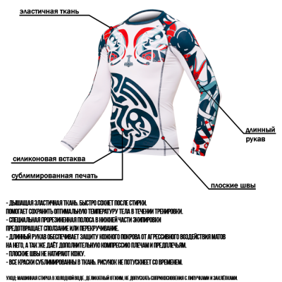 Рашгард Hardcore Training Nordic Pattern Blue/White LS - фото 5