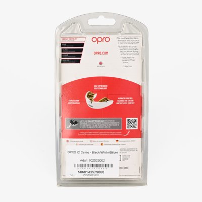 Боксерская капа Opro Instant Custom-Fit Camo Black/White/Silver