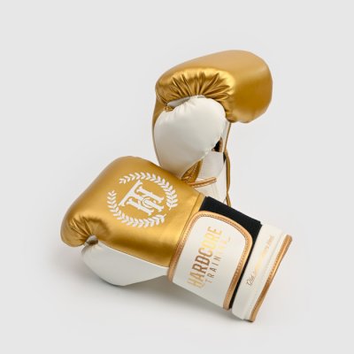 Боксерские перчатки Hardcore Training Revolution Gold/White PU 8 унц.