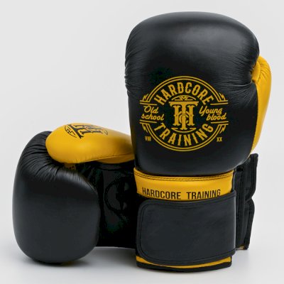 Боксерские перчатки Hardcore Training Premium Black/Yellow
