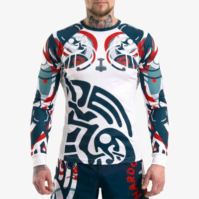 Тренировочный лонгслив Hardcore Training Nordic Pattern Blue/White