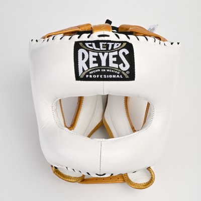 Бамперный боксерский шлем Cleto Reyes E388 белый/золотой