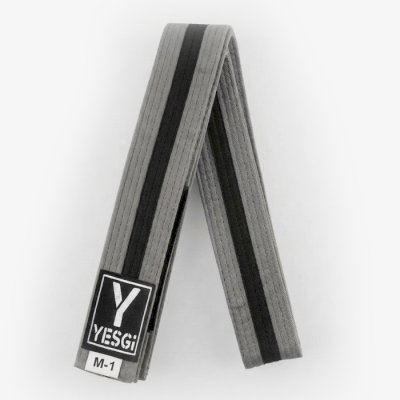 Детский пояс для кимоно YesGi серый/черный