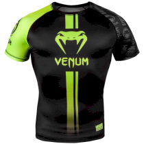 Рашгард Venum Logos Black/Neo Yellow короткий рукав S черный