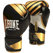 Боксерские перчатки Leone Premium Black 16 унц. золотой