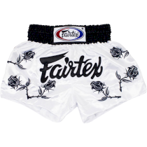 Тайские шорты Fairtex Black Rose S белый