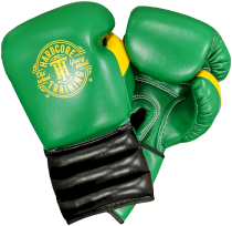 Боксерские перчатки Hardcore Training GRT1 Boxing Gloves Green/Black/Yellow 10унц. зеленый