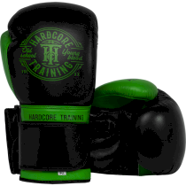 Боксерские перчатки Hardcore Training Premium Black/Green 14унц. зеленый