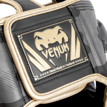 Боксерский шлем Venum Elite Dark Camo/Gold серый 