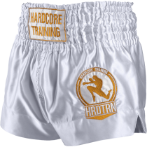 Тайские шорты Hardcore Training Base White XXL золотой
