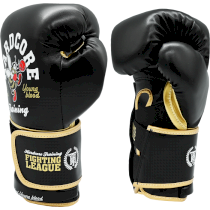 Боксерские перчатки Hardcore Training Fighting League Black PU 14унц. золотой