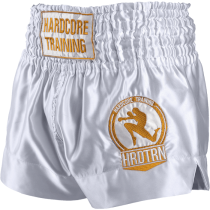 Тайские шорты Hardcore Training Base White XL золотой