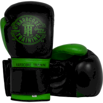 Боксерские перчатки Hardcore Training Premium Black/Green 12унц. зеленый